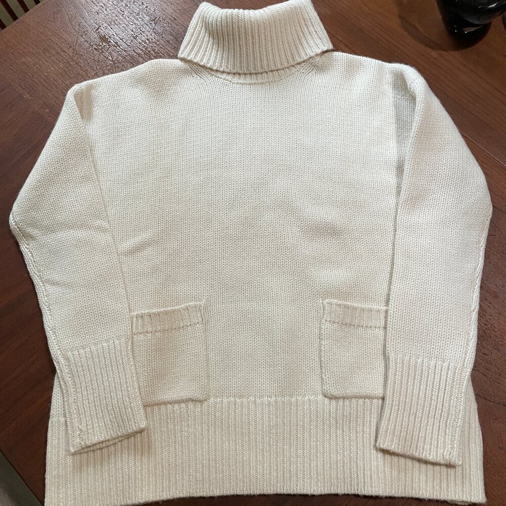 kate spade Ivory Turtleneck Sweater with Front Pockets